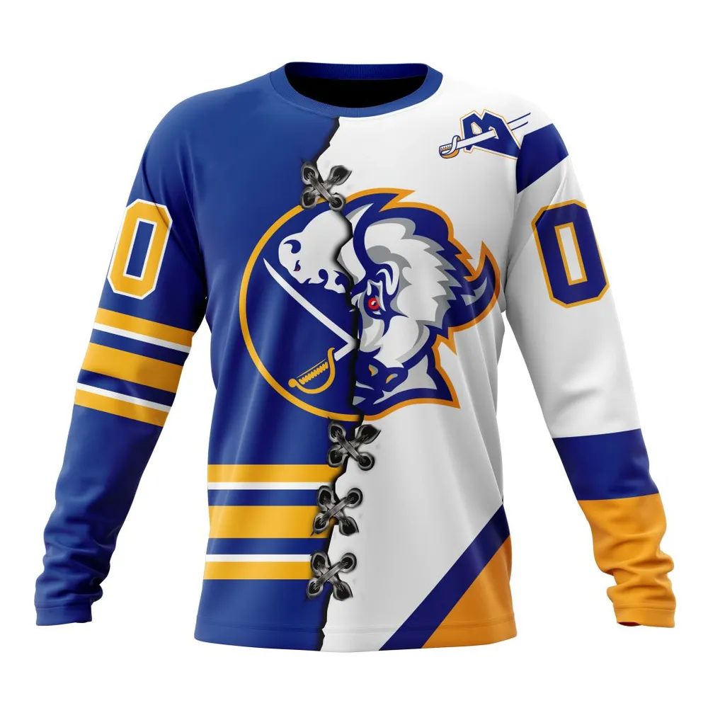 NHL Buffalo Sabres Special Home Mix Reverse Retro Personalized Kits Long Sleeved Sweatshirt 