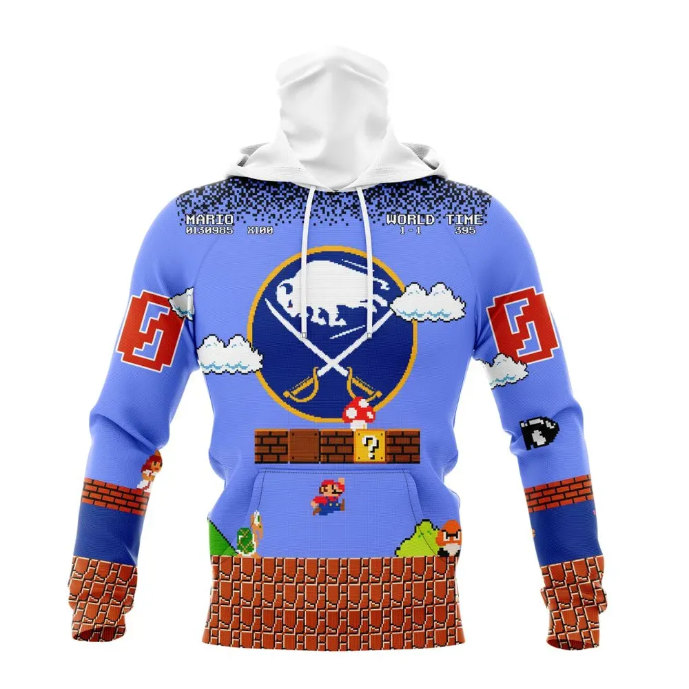 NHL Buffalo Sabres Special Kits With Super Mario Game Design Mask Hoodie