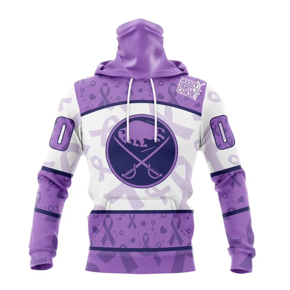 NHL Buffalo Sabres Special Lavender Fight Cancer St2201 Mask Hoodie