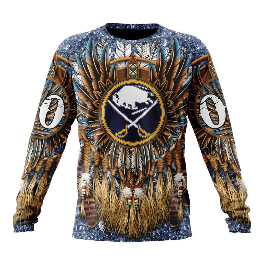 NHL Buffalo Sabres Special Native Costume Design St2201 Long Sleeved Sweatshirt 