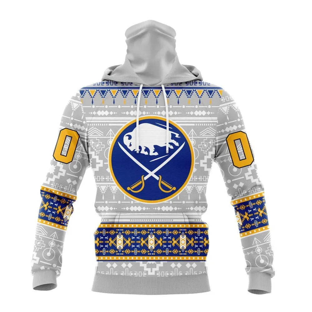 NHL Buffalo Sabres Special Native Design St2302 Mask Hoodie