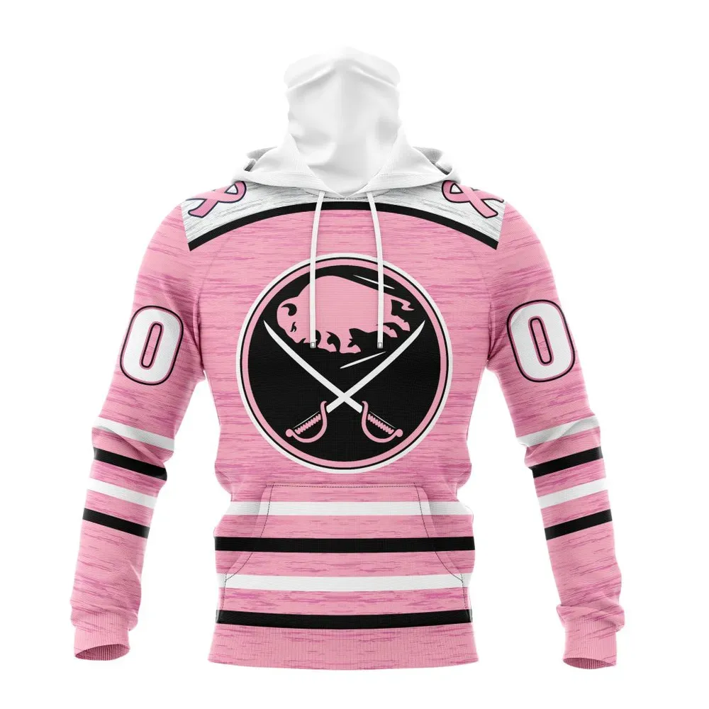 NHL Buffalo Sabres Special Pink Fight Breast Cancer Design St2304 Mask Hoodie