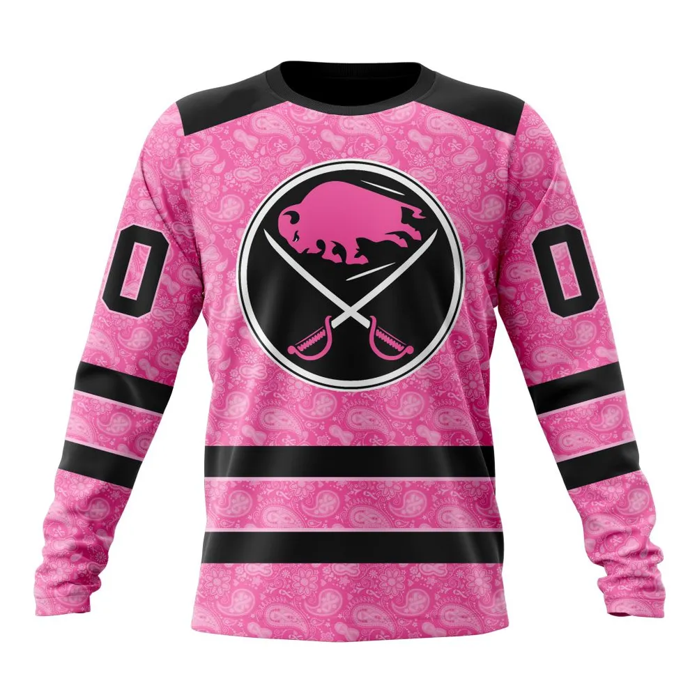 NHL Buffalo Sabres Special Pink Fight Breast Cancer St2306 Long Sleeved Sweatshirt 