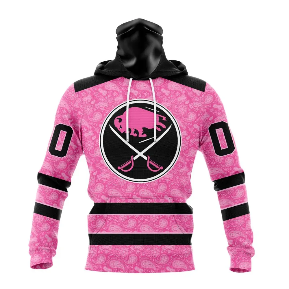 NHL Buffalo Sabres Special Pink Fight Breast Cancer St2306 Mask Hoodie