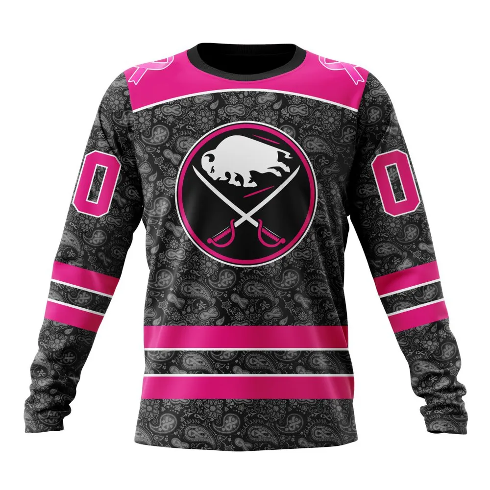 NHL Buffalo Sabres Special Pink In The Rink Fight Breast Cancer St2301 Long Sleeved Sweatshirt 