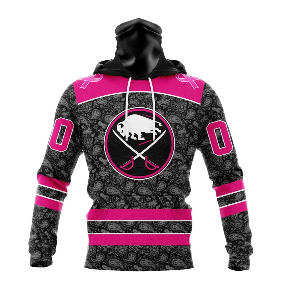 NHL Buffalo Sabres Special Pink In The Rink Fight Breast Cancer St2301 Mask Hoodie