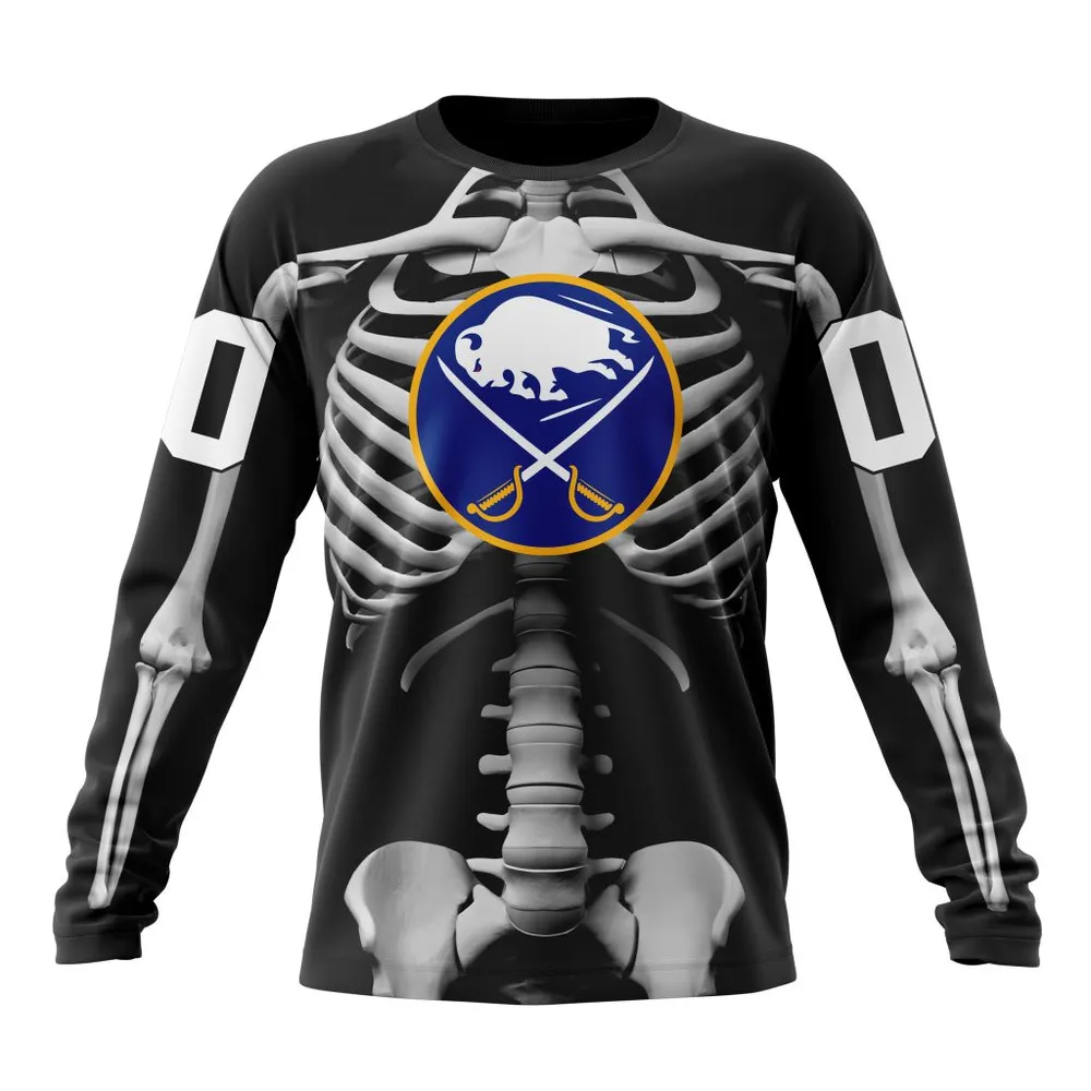 NHL Buffalo Sabres Special Skeleton Costume For Halloween St2301 Long Sleeved Sweatshirt 