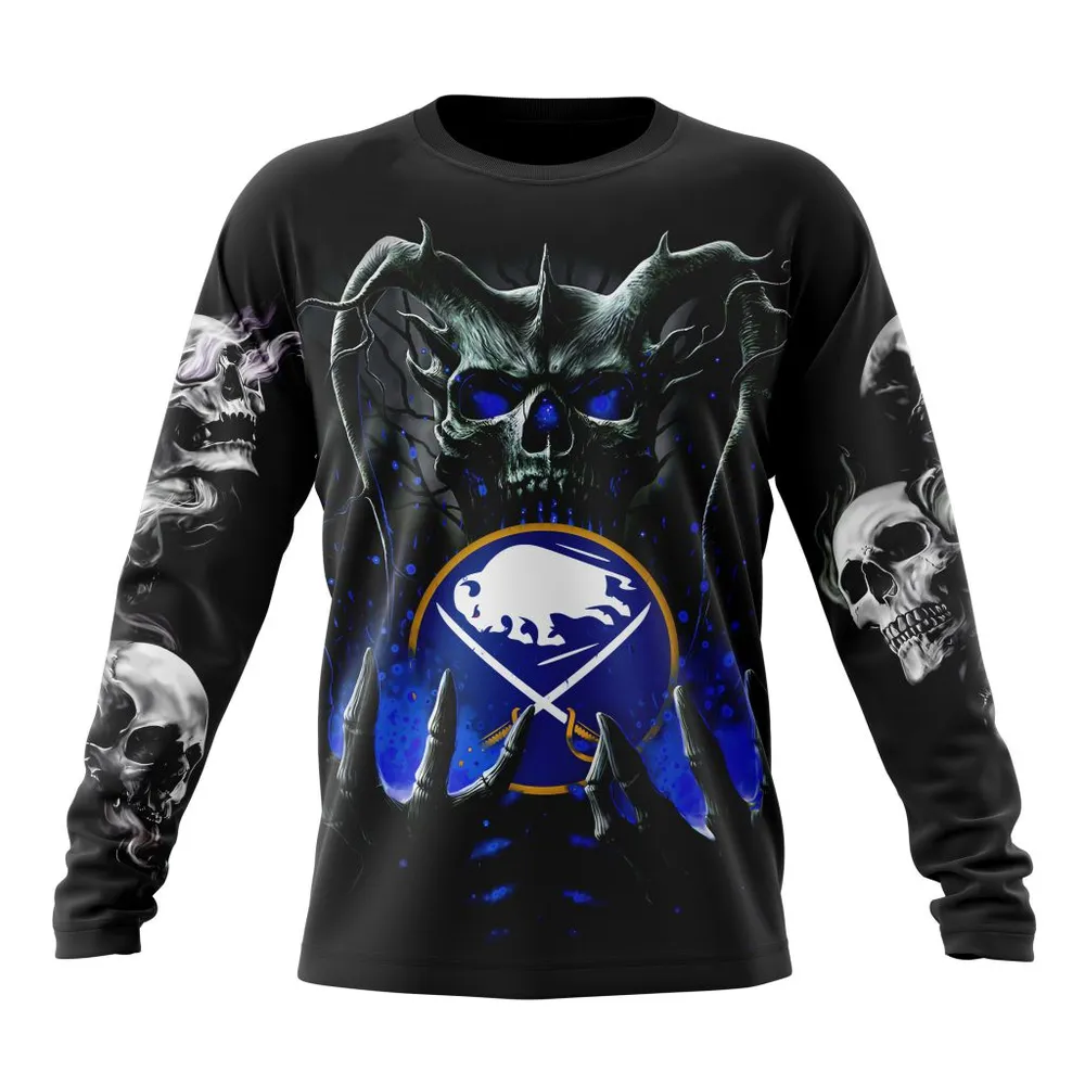 NHL Buffalo Sabres Special Skull Art Design St2301 Long Sleeved Sweatshirt 