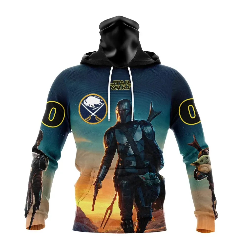 NHL Buffalo Sabres Special Star Wars The Mandalorian Design St2401 Mask Hoodie