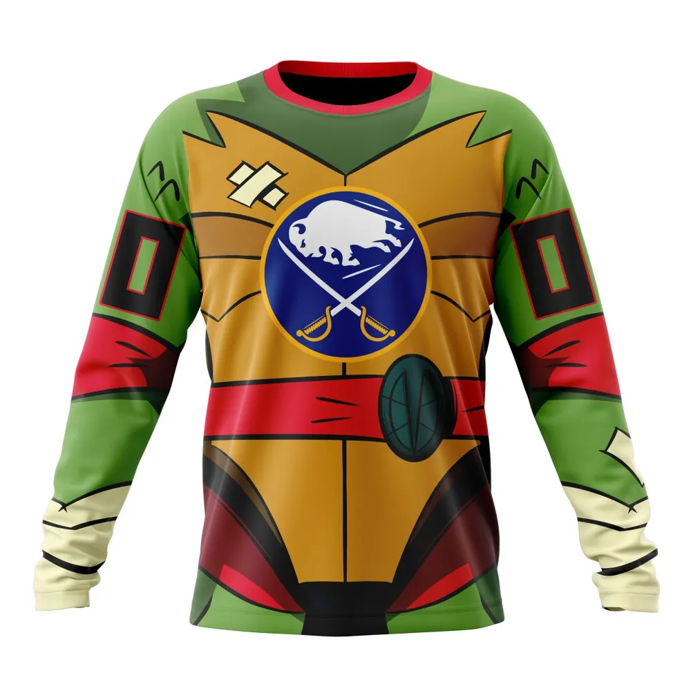 NHL Buffalo Sabres Special Teenage Mutant Ninja Turtles Design St2301 Long Sleeved Sweatshirt 