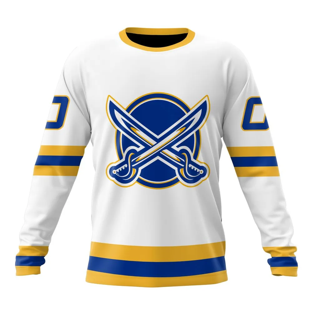 NHL Buffalo Sabres Special Whiteout Design St2401 Long Sleeved Sweatshirt 