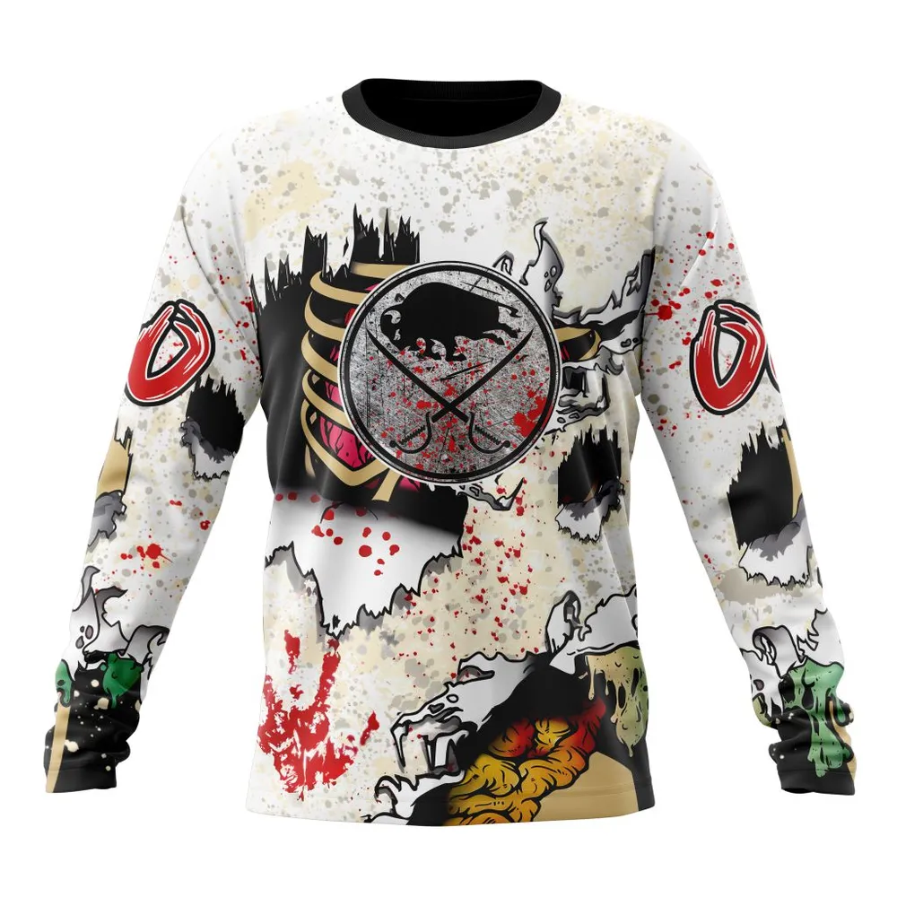 NHL Buffalo Sabres Special Zombie Style For Halloween St2304 Long Sleeved Sweatshirt 