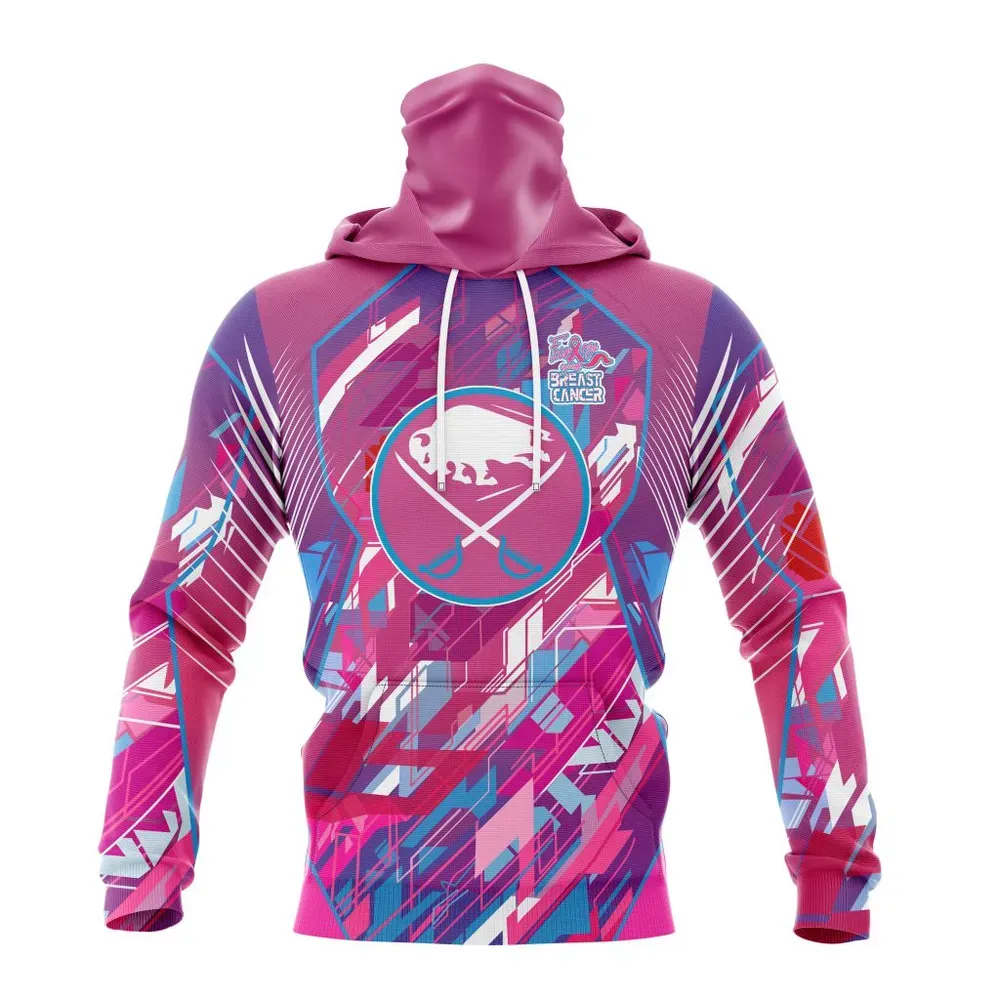 NHL Buffalo Sabres | Specialized Design I Pink I Can! Fearless Again Breast Cancer Mask Hoodie