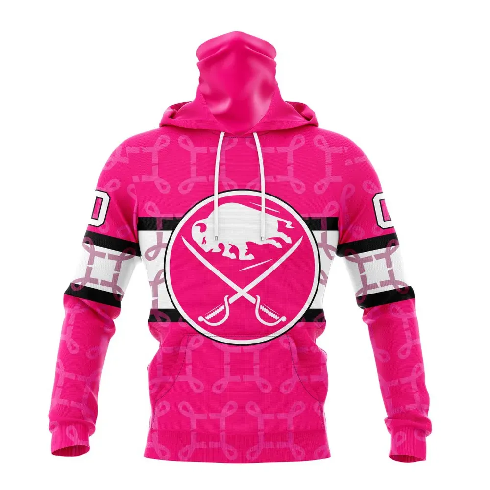 NHL Buffalo Sabres | Specialized Design I Pink I Can! In October We Wear Pink Breast Cancer Mask Hoodie