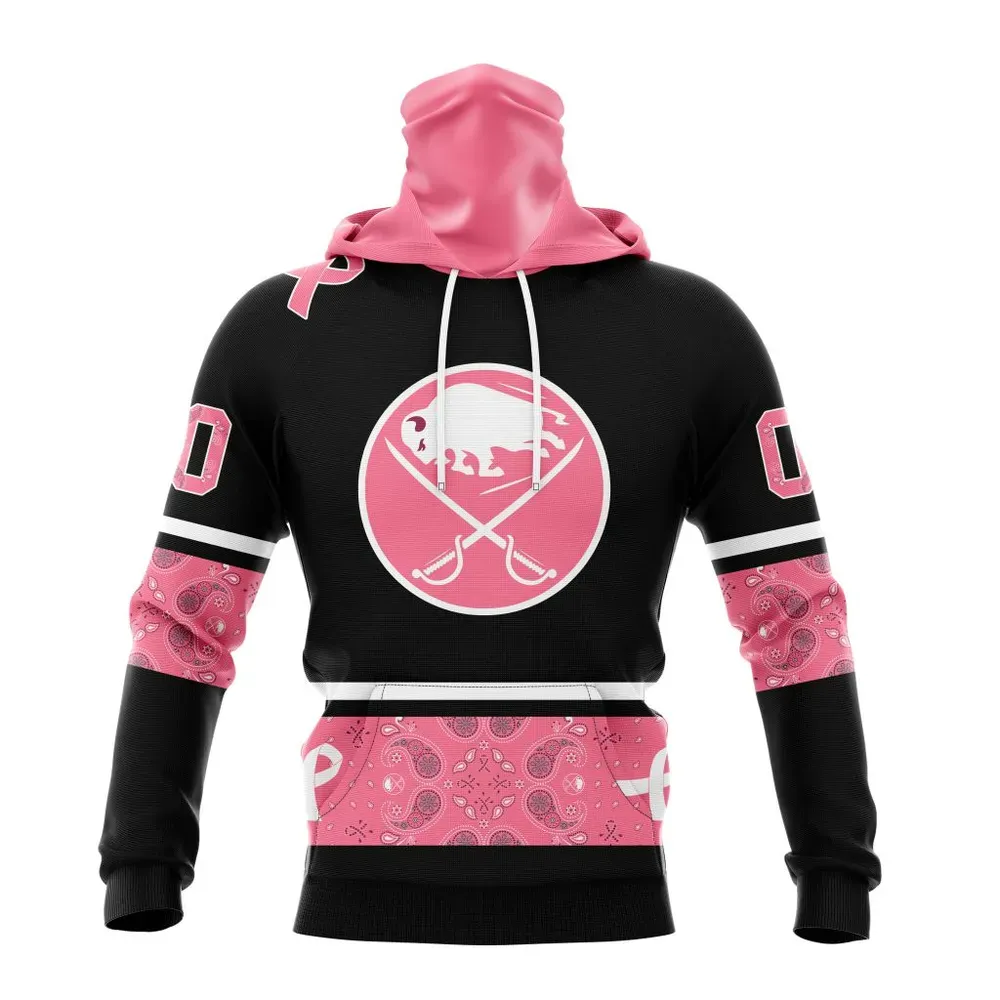 NHL Buffalo Sabres | Specialized Design In Classic Style With Paisley! In October We Wear Pink Breast Cancer Mask Hoodie