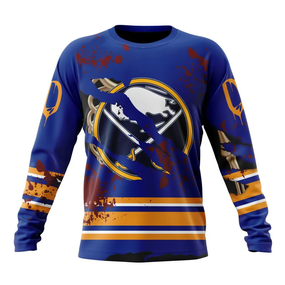 NHL Buffalo Sabres | Specialized Design Jersey With Your Ribs For Halloween Long Sleeved Sweatshirt 