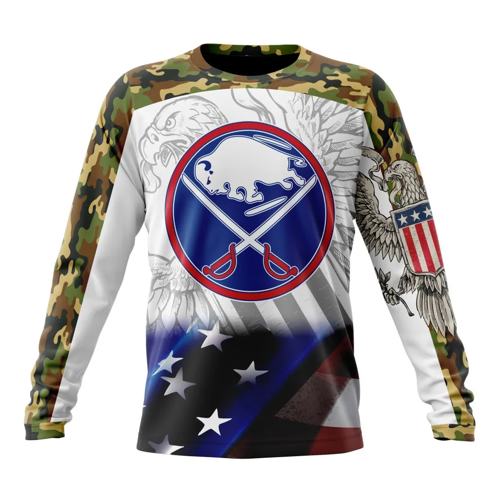 NHL Buffalo Sabres | Specialized Design With Our America Flag And Our America Eagle Long Sleeved Sweatshirt 