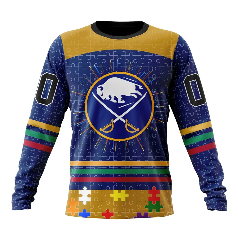 NHL Buffalo Sabres | Specialized Fearless Aganst Autism V0122 Long Sleeved Sweatshirt 