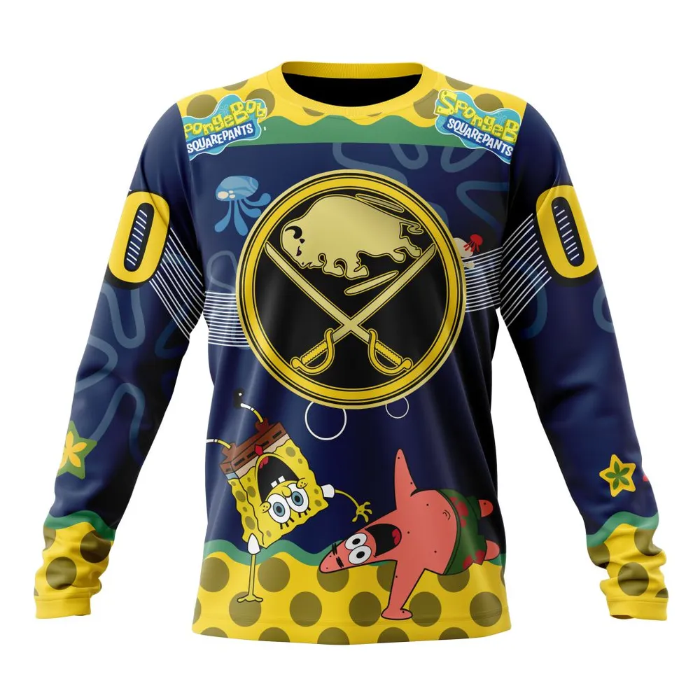 NHL Buffalo Sabres | Specialized Jersey With Spongebob Long Sleeved Sweatshirt 