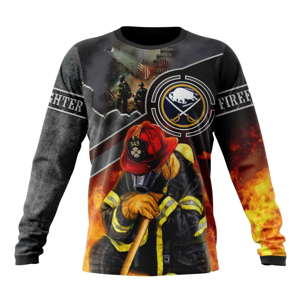 NHL Buffalo Sabres | Specialized Kits To Honor Firefighter In Patriot Day We Will Never Forget Long Sleeved Sweatshirt 