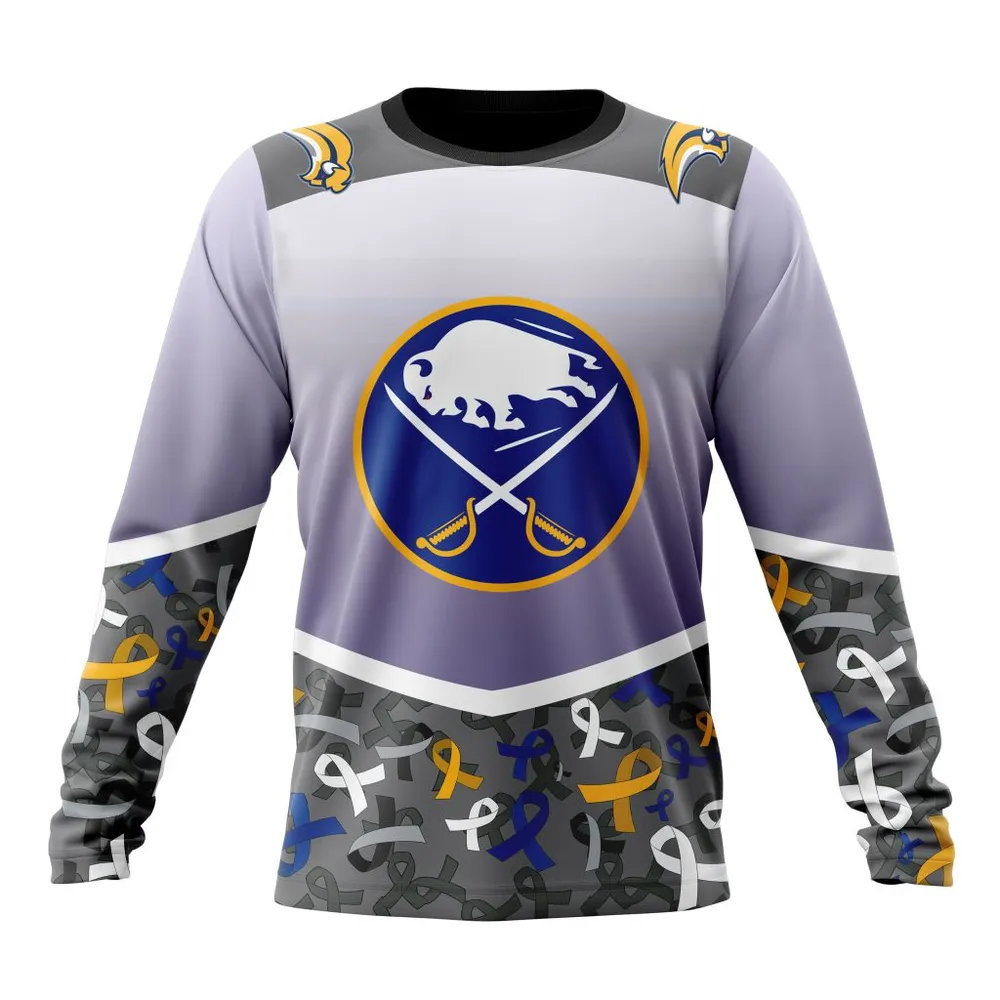 NHL Buffalo Sabres | Specialized Sport Fights Again All Cancer V0122 Long Sleeved Sweatshirt 