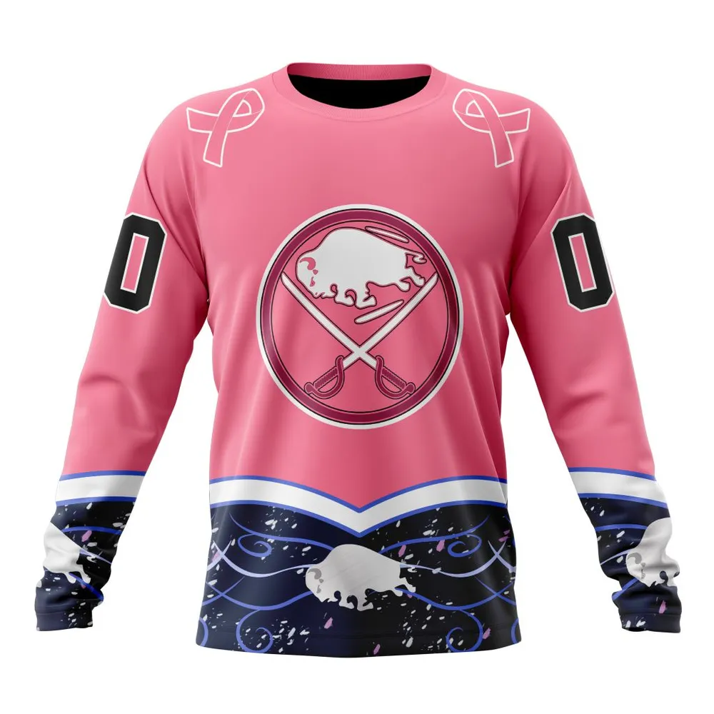 NHL Buffalo Sabres | Specialized Unisex For Hockey Fights Cancer Long Sleeved Sweatshirt 