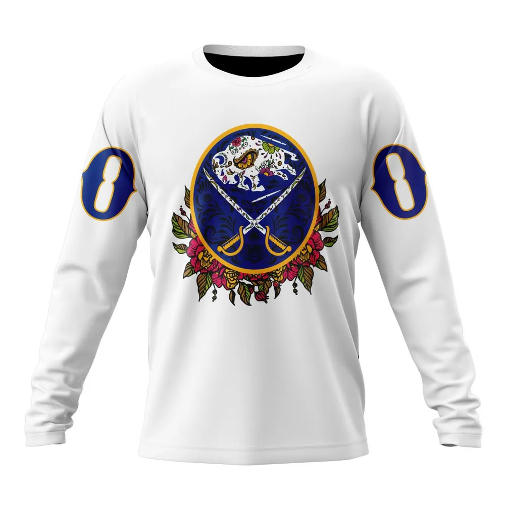 NHL Buffalo Sabres | Specialized Unisex Kits Dia De Muertos Long Sleeved Sweatshirt 