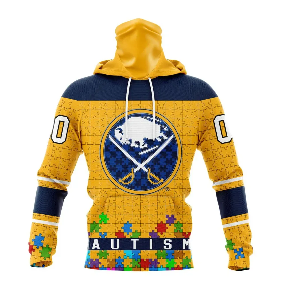 NHL Buffalo Sabres | Specialized Unisex Kits Hockey Fights Against Autism Mask Hoodie