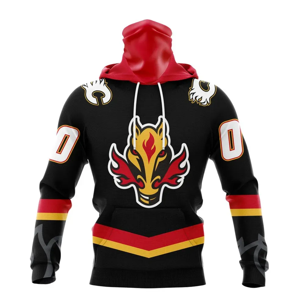 NHL Calgary Flames Black Alternate Kits Mask Hoodie