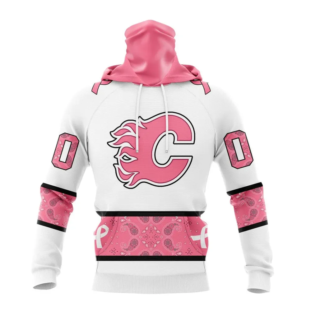 NHL Calgary Flames In Classic Style With Paisley! In October We Wear Pink Breast Cancer Mask Hoodie