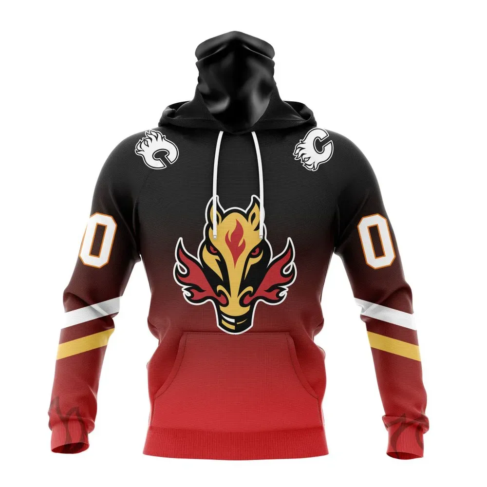 NHL Calgary Flames Personalize Gradient Series Concept St2301 Mask Hoodie