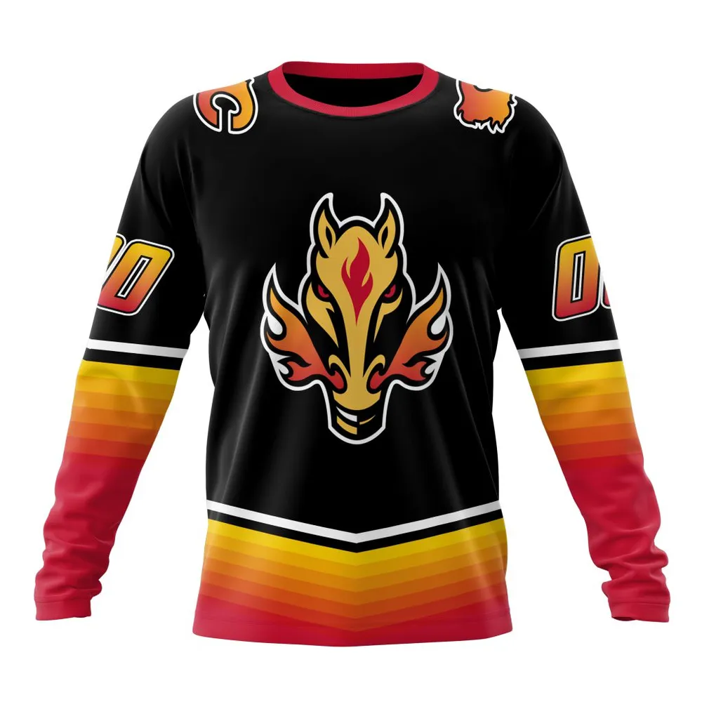 NHL Calgary Flames Personalized Alternate Concepts Kits St2401 Long Sleeved Sweatshirt 