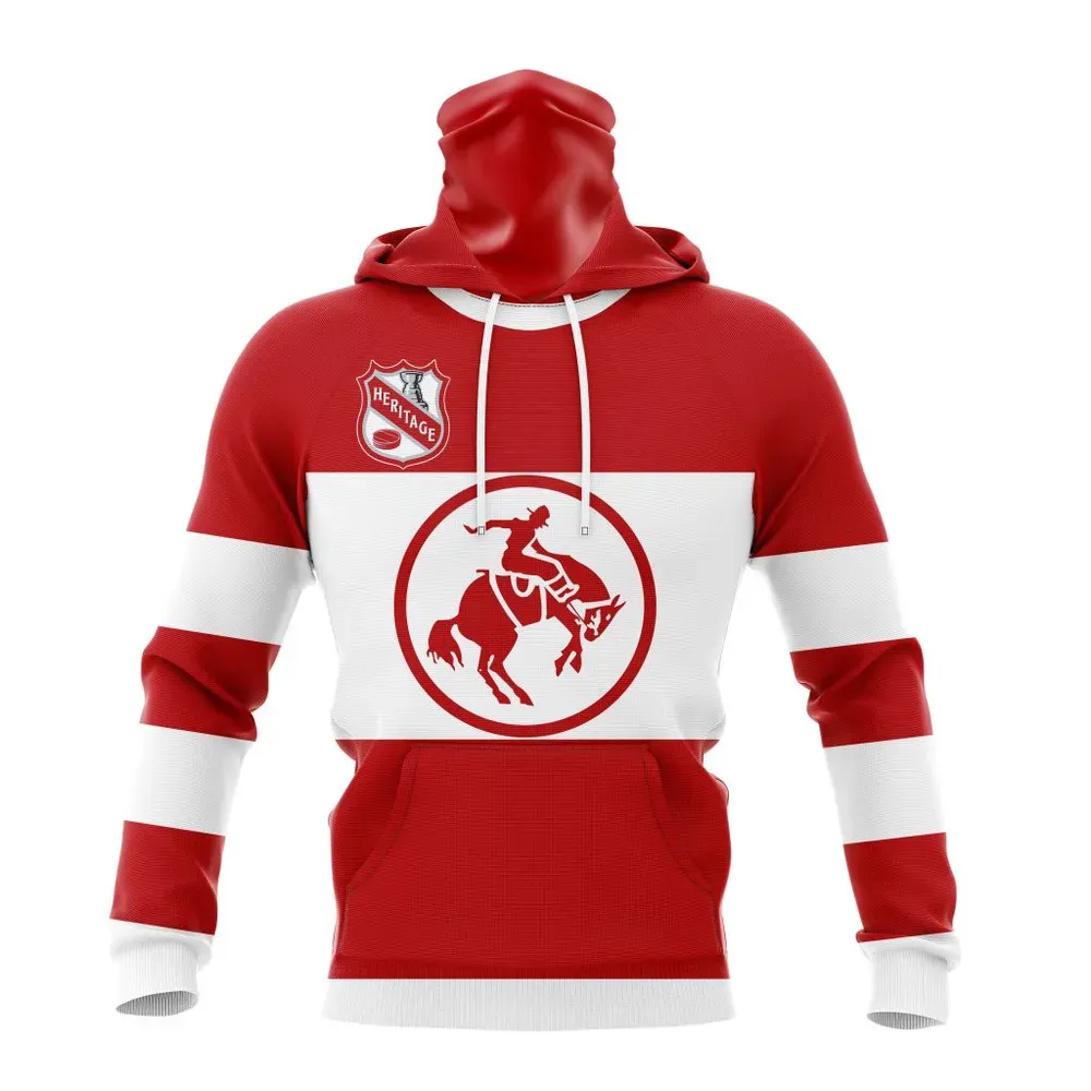 NHL Calgary Flames Personalized Heritage Design St2401 Mask Hoodie