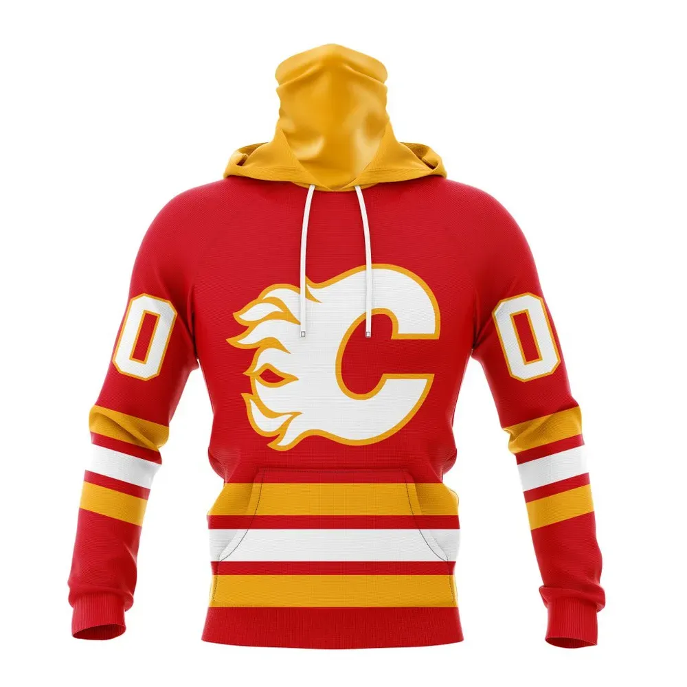 NHL Calgary Flames Personalized Home Kits Mask Hoodie