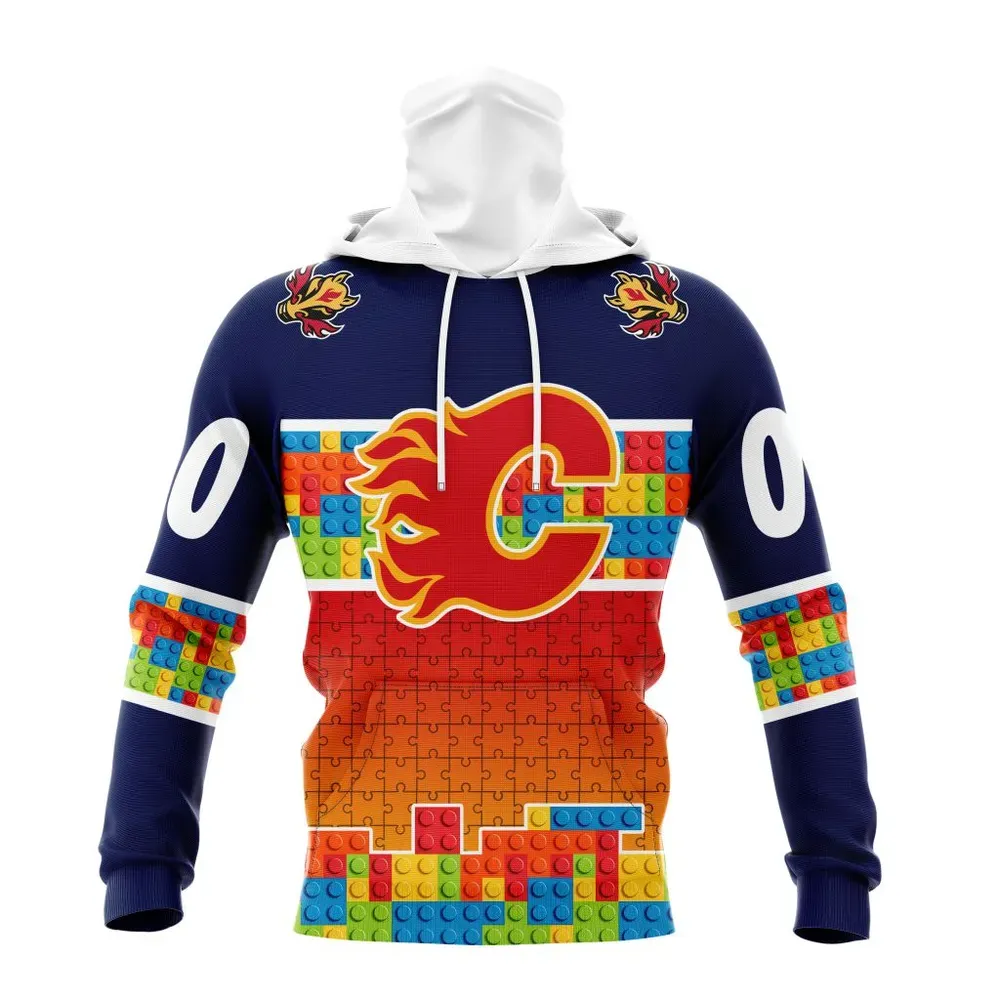 NHL Calgary Flames Special Autism Awareness Design V2301 Mask Hoodie