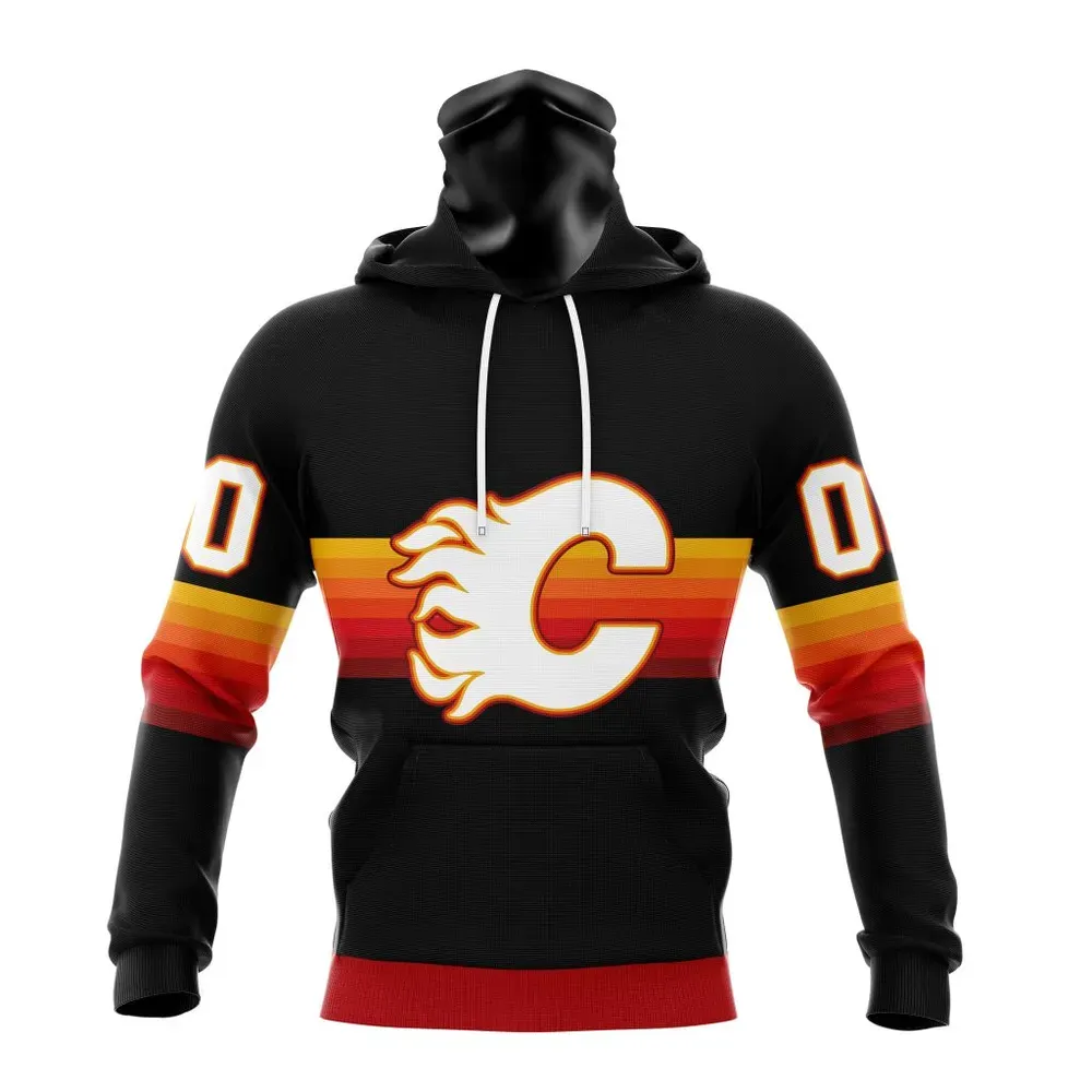 NHL Calgary Flames Special Black And Gradient Design St2301 Mask Hoodie