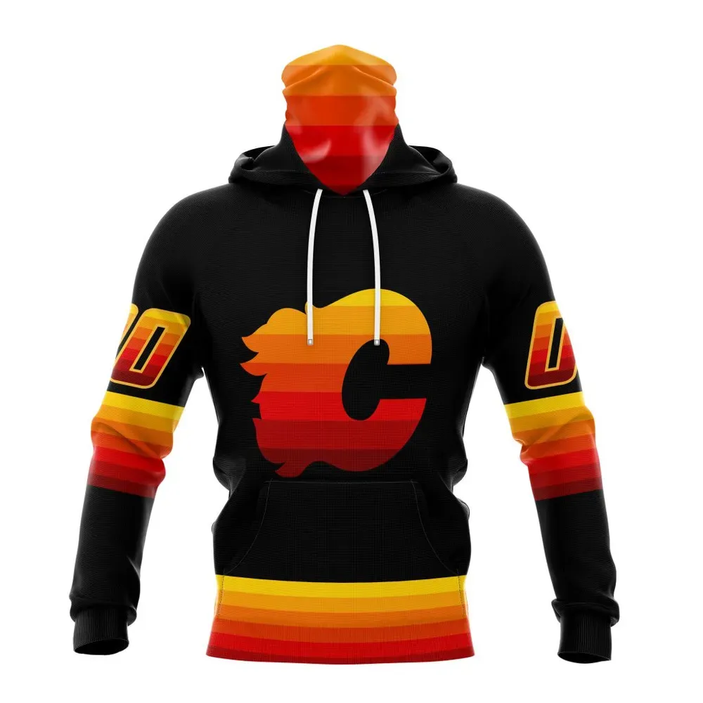 NHL Calgary Flames Special Blackout Design St2401 Mask Hoodie