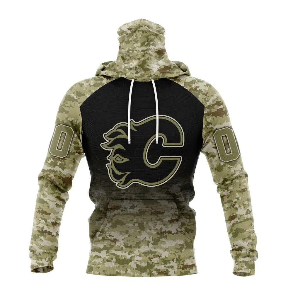 NHL Calgary Flames Special Camo Design For Remembrance Day St2302 Mask Hoodie