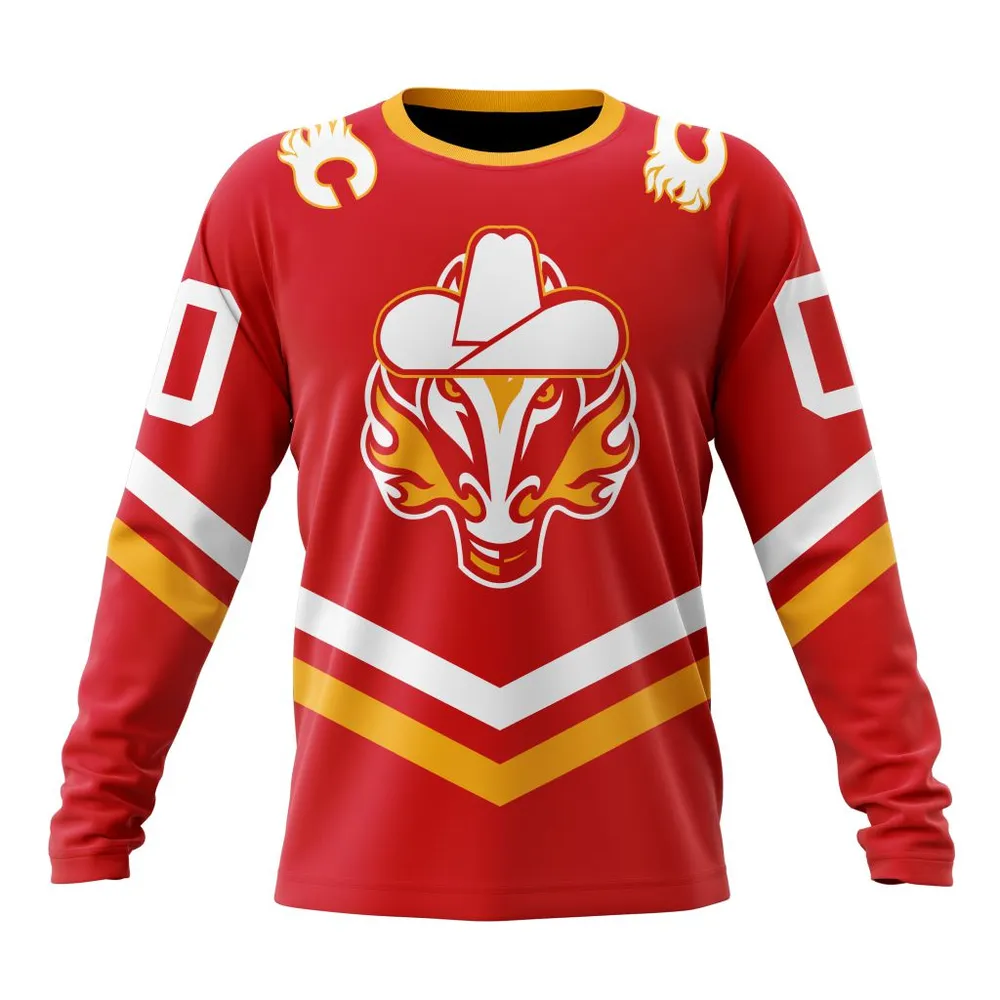 NHL Calgary Flames Special City Connect Design St2402 Long Sleeved Sweatshirt 