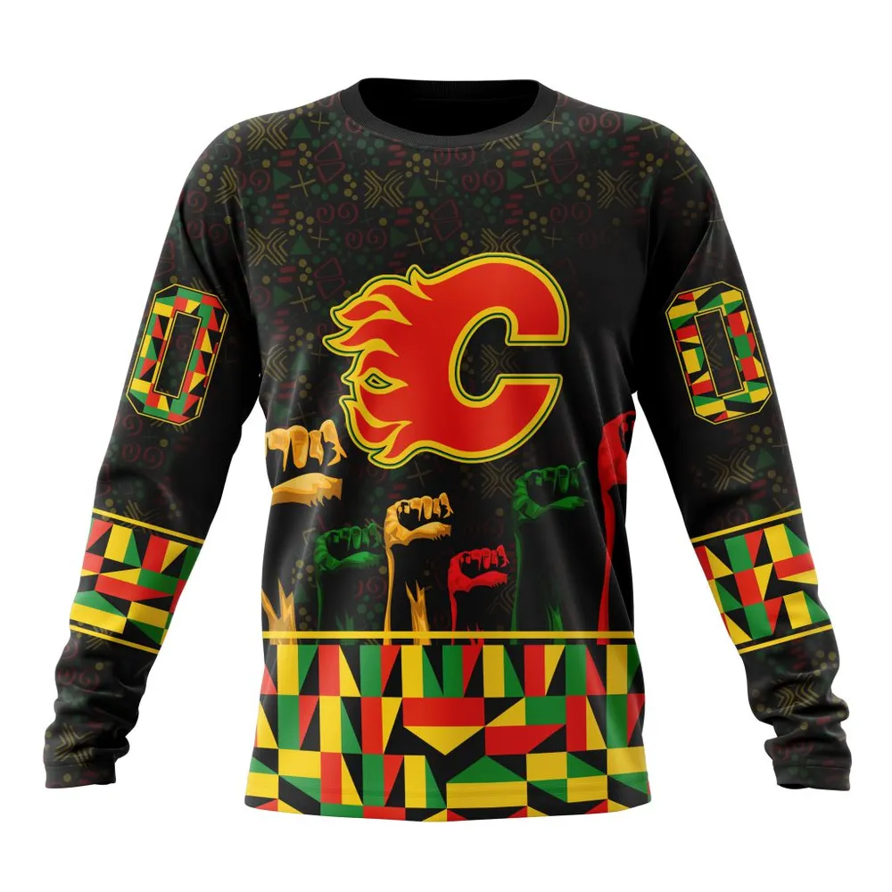 NHL Calgary Flames Special Design Celebrate Black History Month St2201 Long Sleeved Sweatshirt 