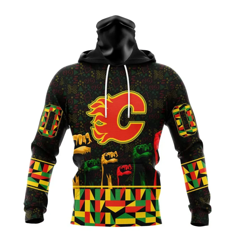 NHL Calgary Flames Special Design Celebrate Black History Month St2201 Mask Hoodie