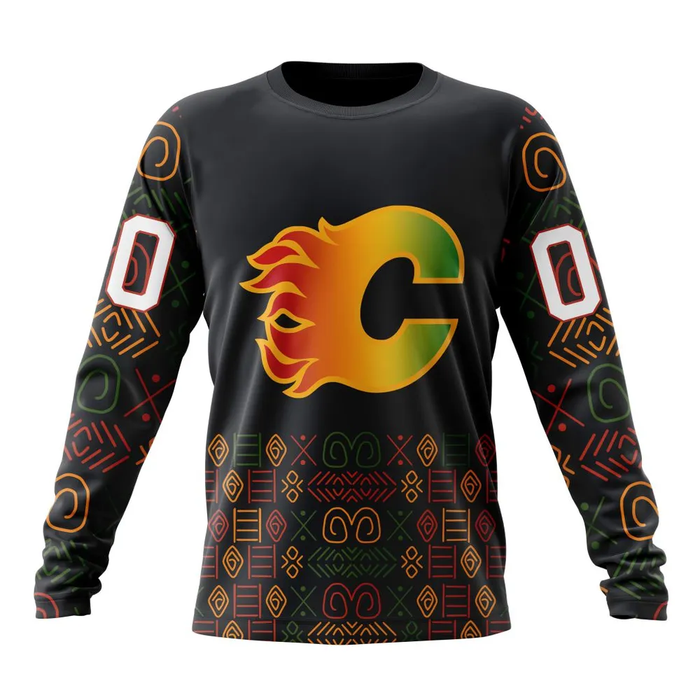 NHL Calgary Flames Special Design For Black History Month St2401 Long Sleeved Sweatshirt 