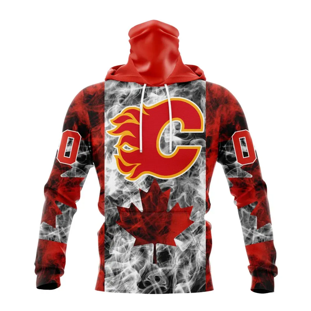 NHL Calgary Flames Special Design For Canada Day St2401 Mask Hoodie