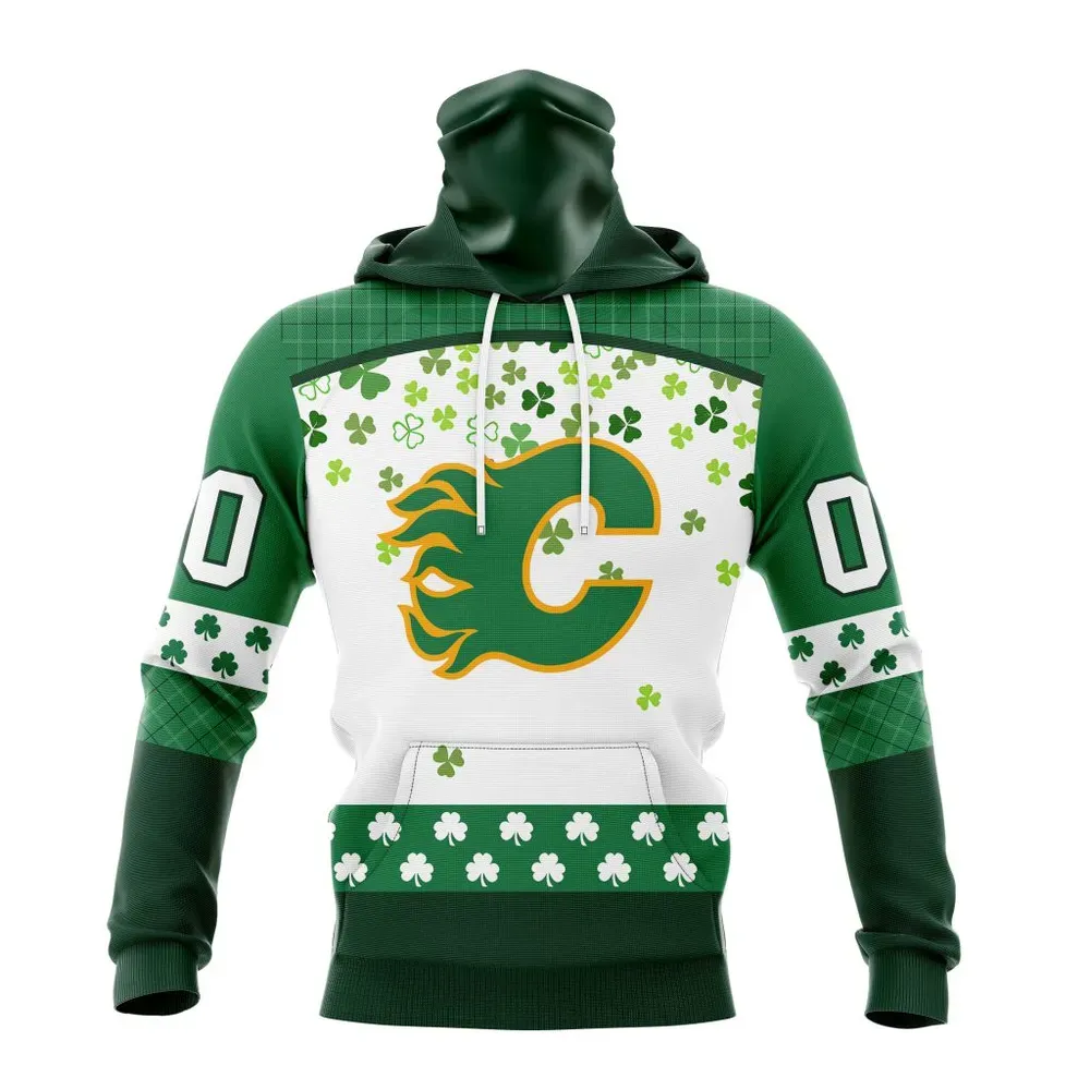 NHL Calgary Flames Special Design For St. Patrick Day St2401 Mask Hoodie