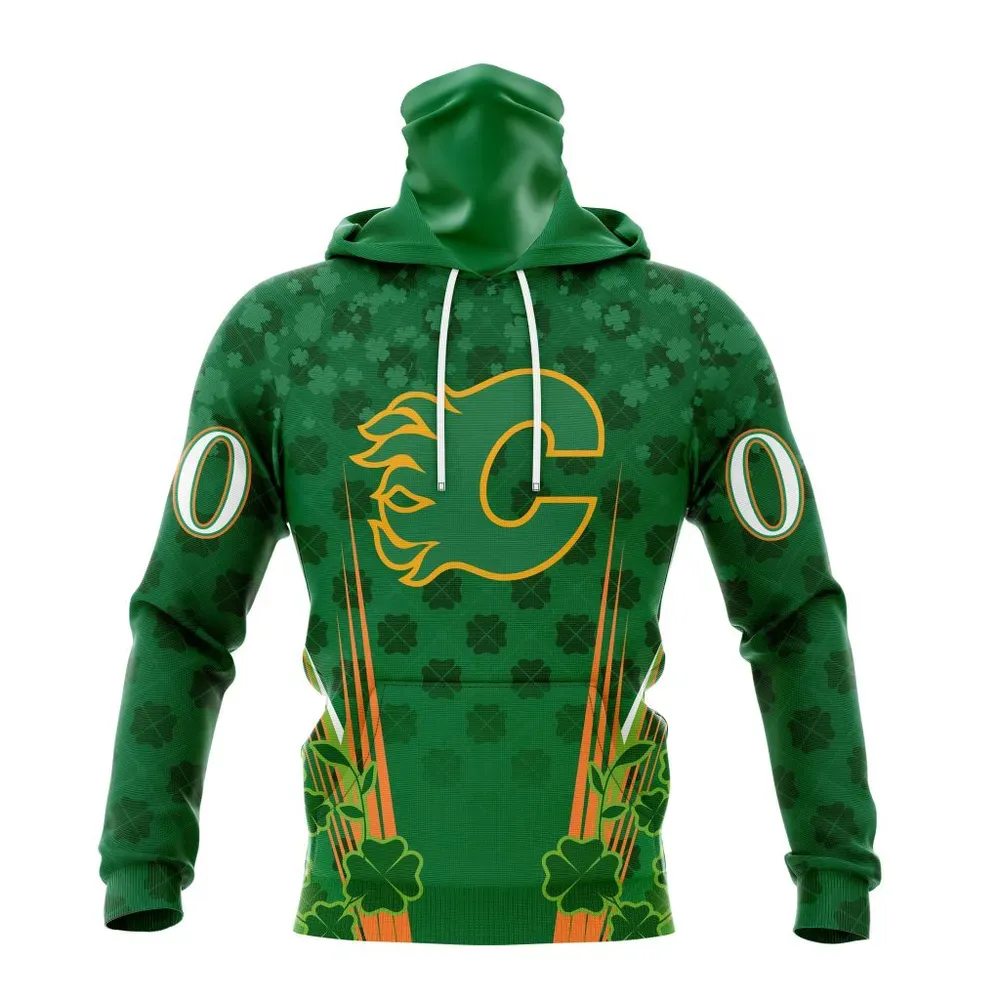 NHL Calgary Flames Special Design For St. Patrickâ€™S Day St2402 Mask Hoodie