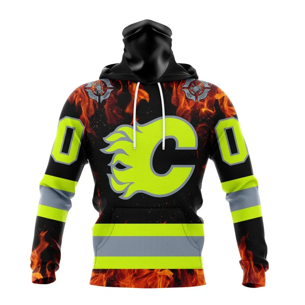 NHL Calgary Flames Special Design Honoring Firefighters St2401 Mask Hoodie