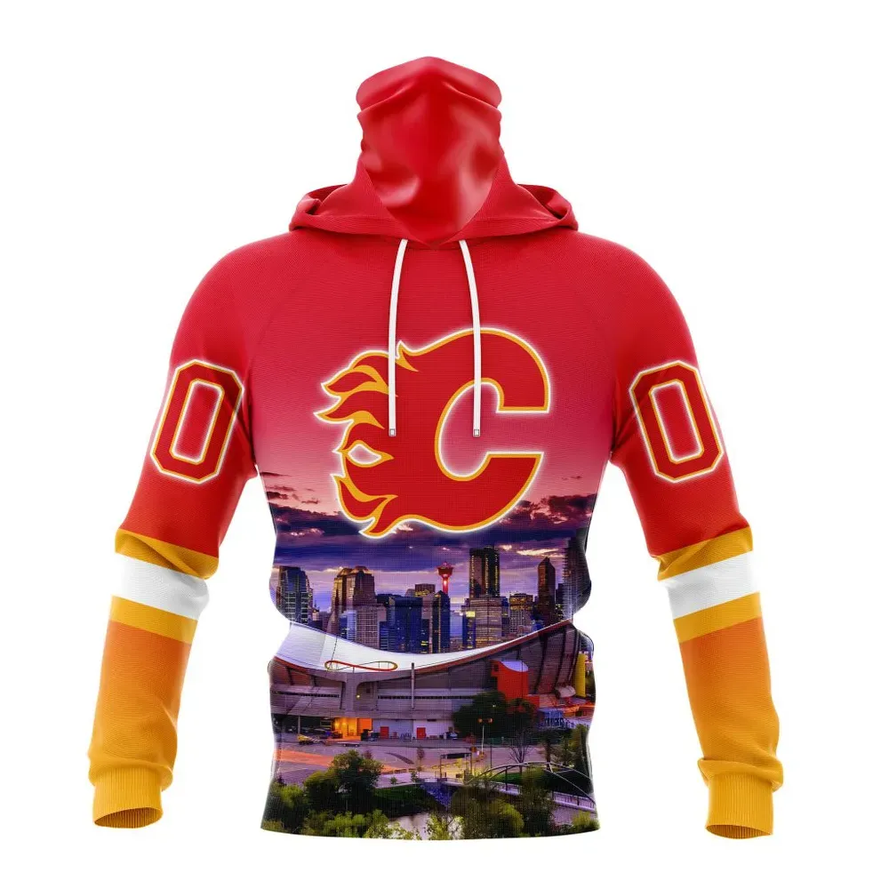 NHL Calgary Flames Special Design With City Skyline St2301 Mask Hoodie