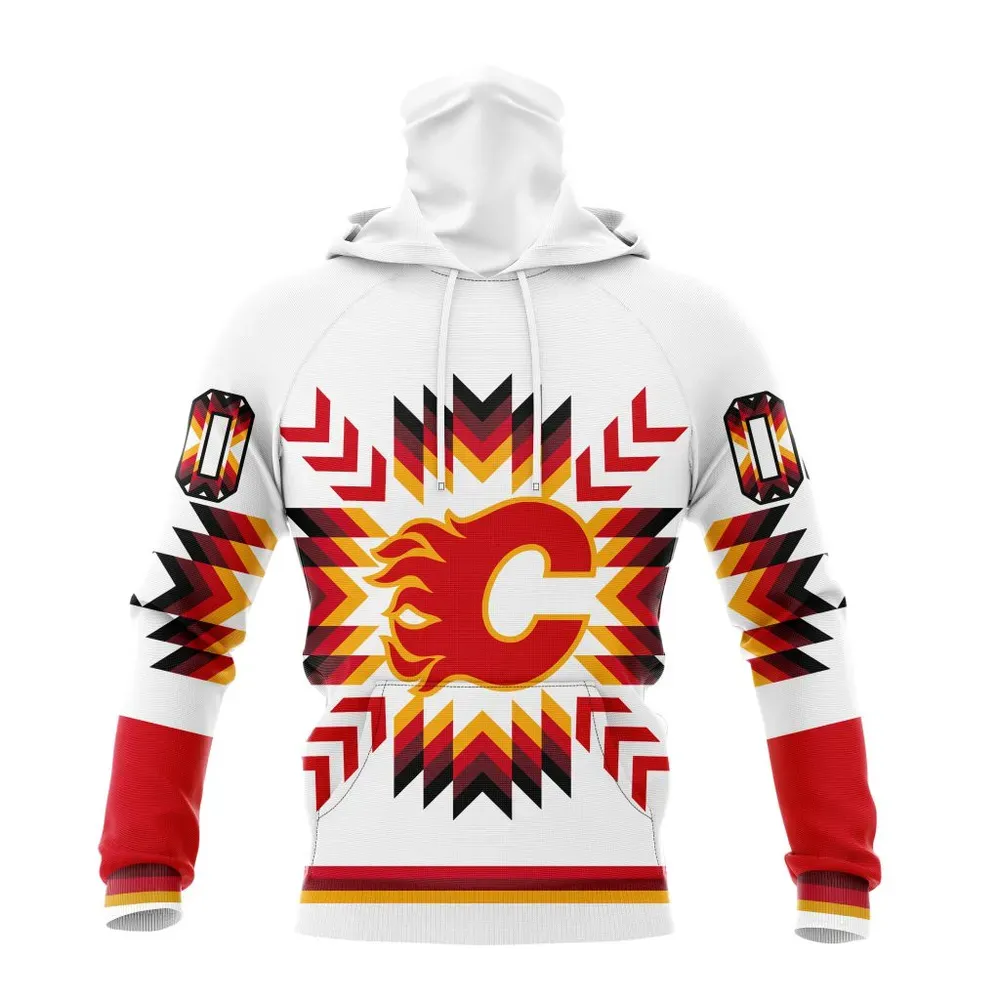 NHL Calgary Flames Special Design With Native Pattern St2302 Mask Hoodie