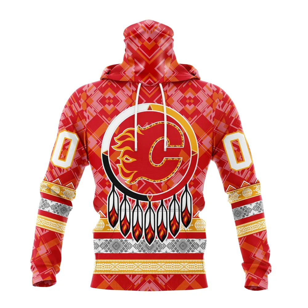 NHL Calgary Flames Special Design With Native Pattern St2303 Mask Hoodie