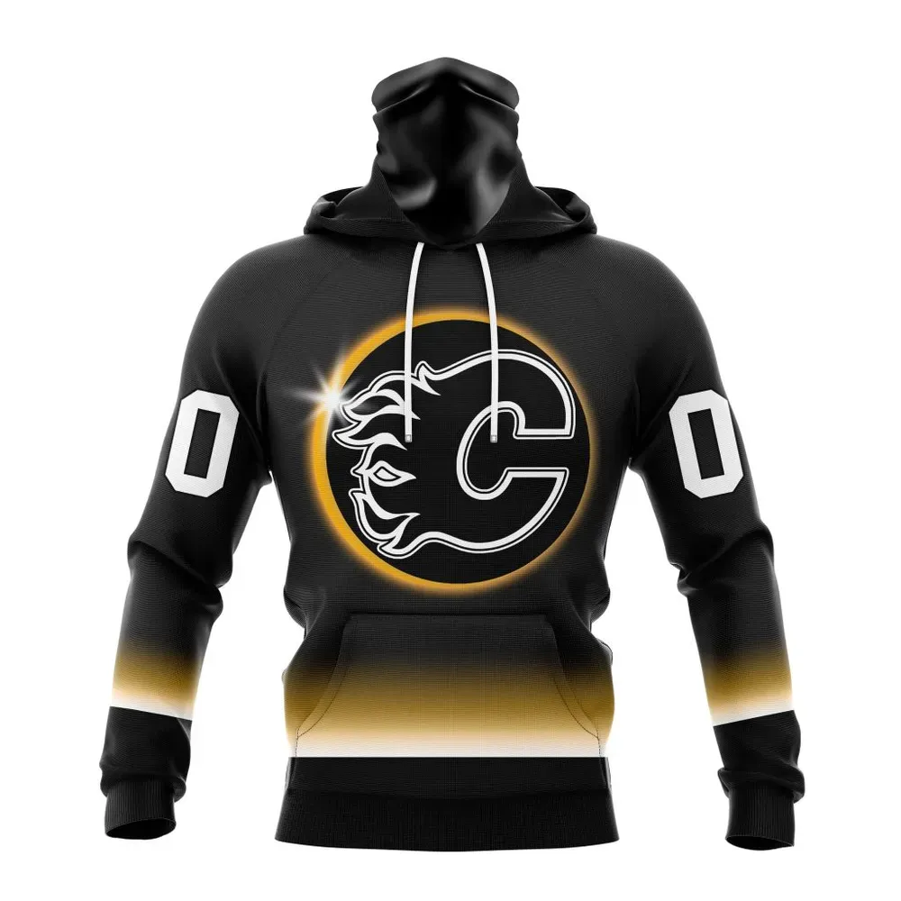 NHL Calgary Flames Special Eclipse Design St2401 Mask Hoodie